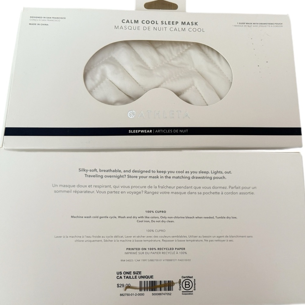 Athleta White Sleep Mask with Pouch NWT NIB - Picture 5 of 12